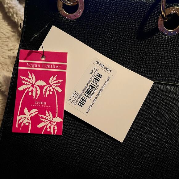 Trina Turk Crossbody Tote Black Double Handle New With Tags - Picture 6 of 9